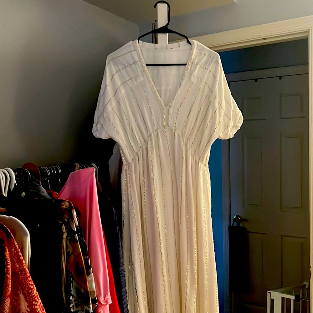 Lulus Gold and White Maxi Dress